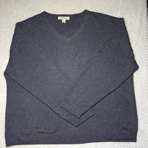 Pronto Uomo 100% Cashmere V Neck Sweater Mens 2X Gray